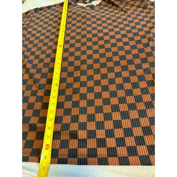 LALA original size 2X Lex ribbed checkerboard playsuit in black k and mocha plus - Picture 8 of 13